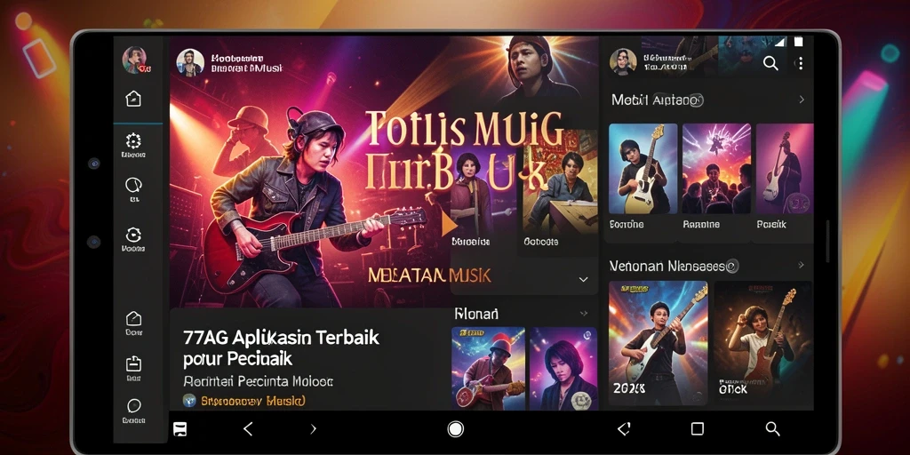 Tampilan screenshot utama 77AG menampilkan interaksi pengguna dengan fitur musik yang menarik.