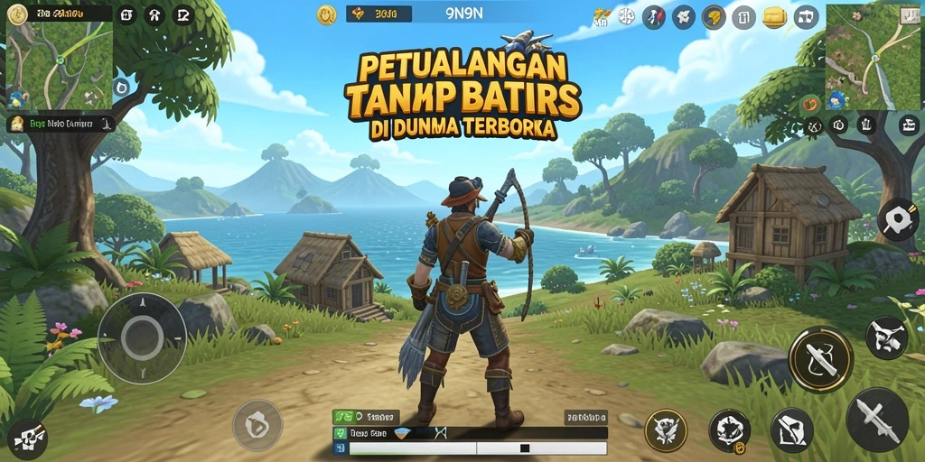 Screenshot gameplay 9N9N yang menampilkan petualangan di dunia terbuka.