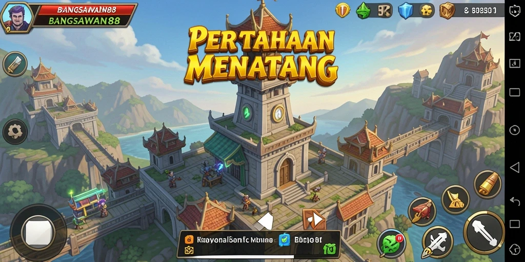 Tampilan seru gameplay BANGSAWAN88 dalam Tower Defense.
