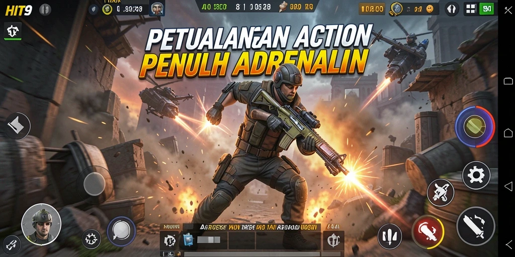 Tampilan gameplay action HIT9 yang mendebarkan dan penuh tantangan.