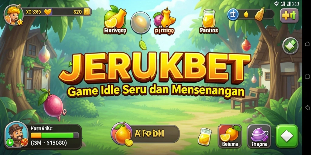 Tampilan gameplay JERUKBET dengan karakter yang terus berkembang.