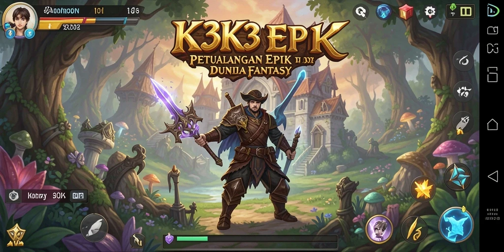 Screenshot utama K3K3 menampilkan aksi seru dalam petualangan yang menantang.