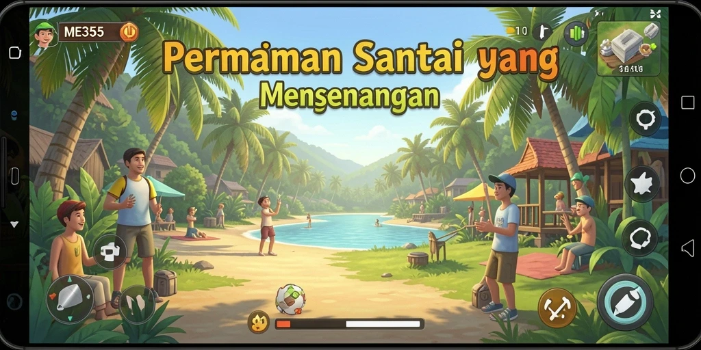 Screenshot utama ME355 menampilkan gameplay yang santai dan menyenangkan.