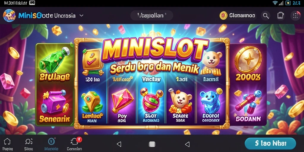 Screenshot gameplay MINISLOT menunjukkan mesin slot dengan grafis menarik.