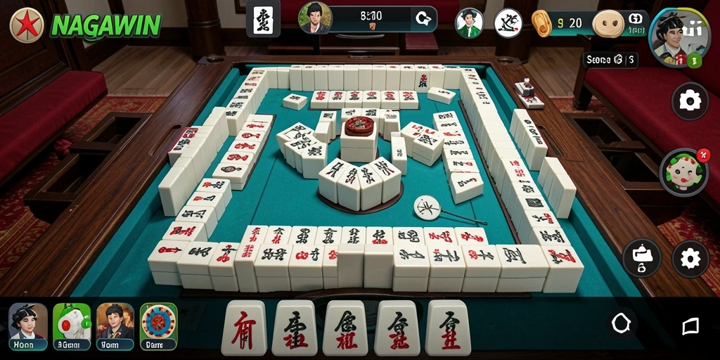 Tampilan gameplay NAGAWIN yang menarik dalam permainan Mahjong.