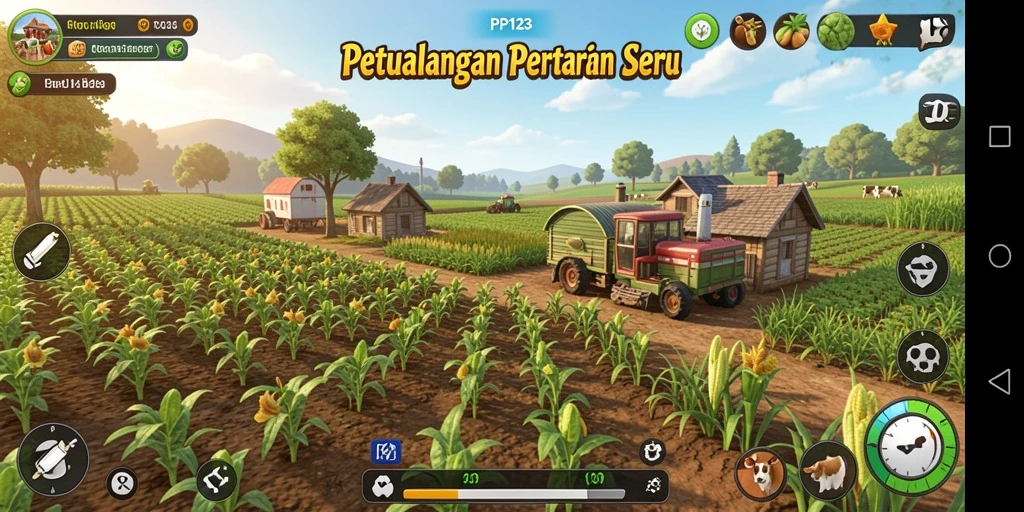 Gameplay menarik dalam PP123 menunjukkan aktivitas bertani yang seru.