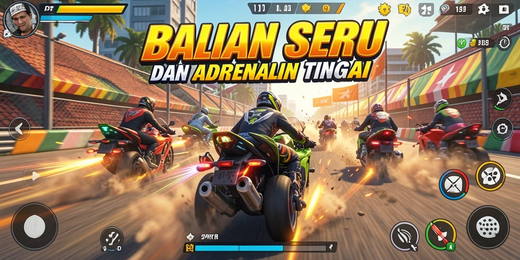 Tampilan gameplay seru dalam PPRRYY yang menampilkan mobil balap beraksi.
