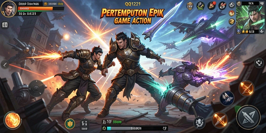 Tampilan aksi seru dalam gameplay QQ1221 yang mendebarkan.