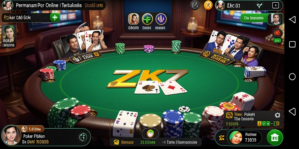 Screenshot gameplay ZK7 menampilkan aksi seru permainan Poker.